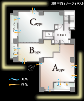 3階平面イメージイラスト